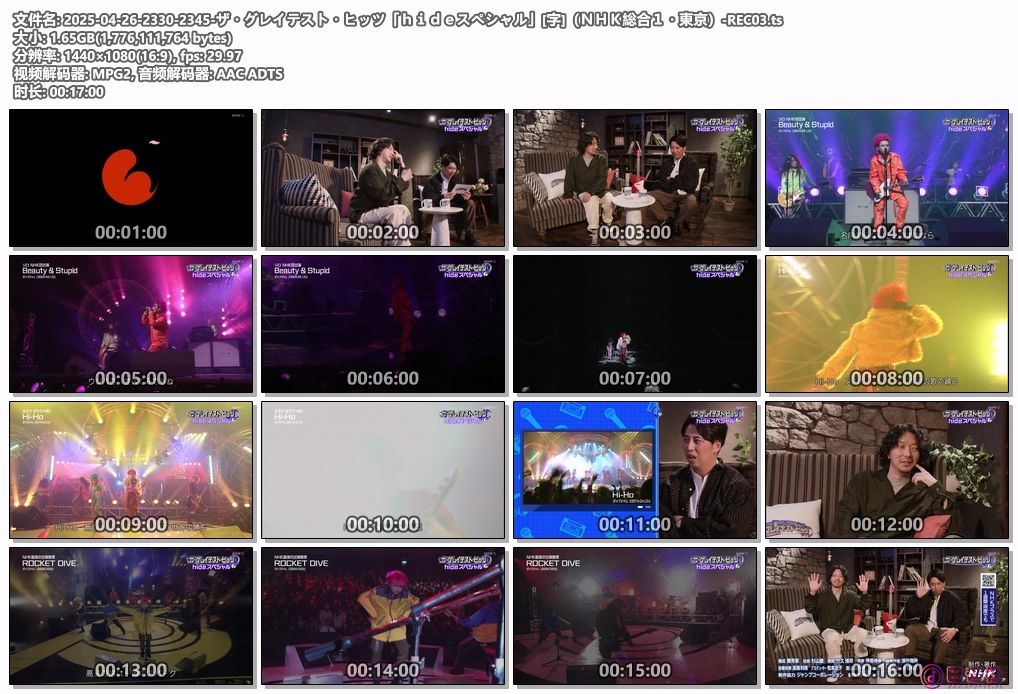 2025-04-26-2330-2345-ザ・グレイテスト・ヒッツ「ｈｉｄｅスペシャル」[字]（ＮＨＫ.jpg